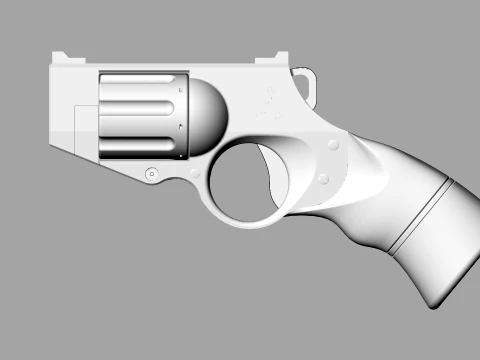 Stylized Snub-Nose Revolver Fictional Handgun 3D Model