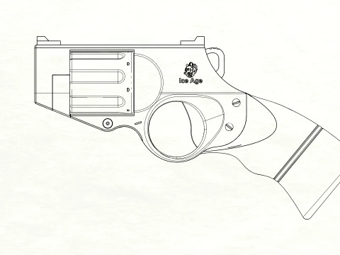 Stylized Snub-Nose Revolver Fictional Handgun 3D Model
