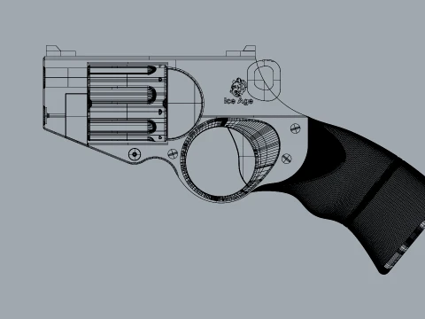Stylized Snub-Nose Revolver Fictional Handgun 3D Model