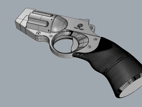 Stylized Snub-Nose Revolver Fictional Handgun 3D Model