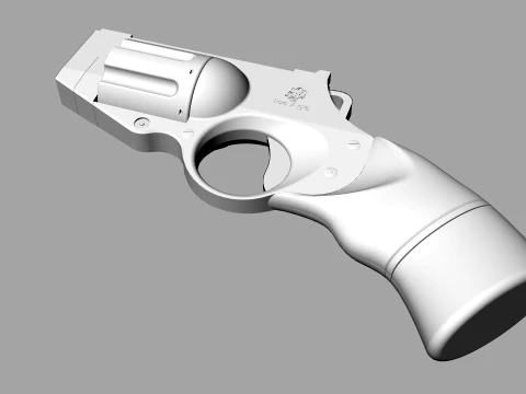 Stylized Snub-Nose Revolver Fictional Handgun 3D Model