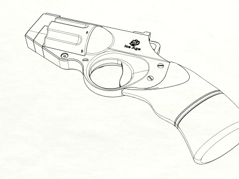 Stylized Snub-Nose Revolver Fictional Handgun 3D Model