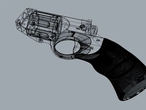 Stylized Snub-Nose Revolver Fictional Handgun 3D Model