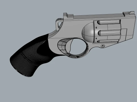 Stylized Snub-Nose Revolver Fictional Handgun 3D Model