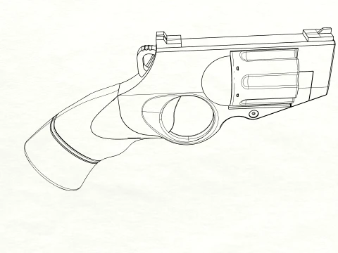 Stylized Snub-Nose Revolver Fictional Handgun 3D Model