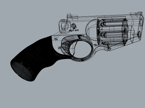 Stylized Snub-Nose Revolver Fictional Handgun 3D Model