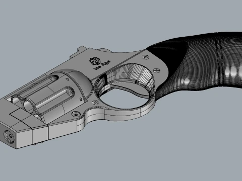 Stylized Snub-Nose Revolver Fictional Handgun 3D Model