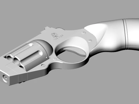 Stylized Snub-Nose Revolver Fictional Handgun 3D Model