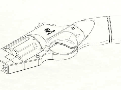 Stylized Snub-Nose Revolver Fictional Handgun 3D Model