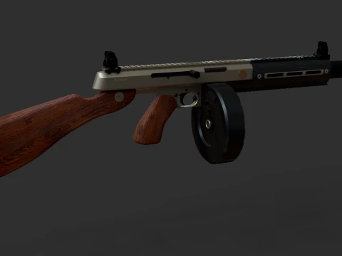 Vanguard SMG Drum Magazine-Stylized Tactical Submachine Weapon 3D Model