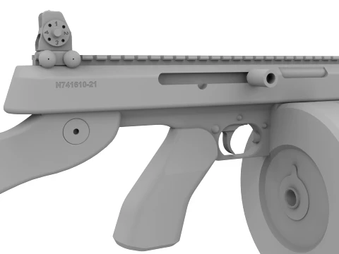Vanguard SMG Drum Magazine-Stylized Tactical Submachine Weapon 3D Model