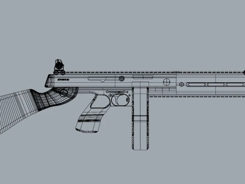 Vanguard SMG Drum Magazine-Stylized Tactical Submachine Weapon 3D Model