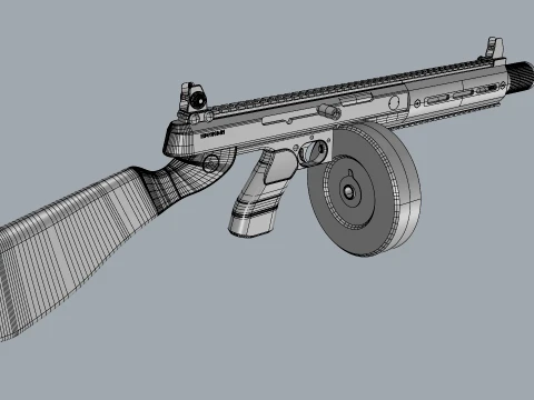 Vanguard SMG Drum Magazine-Stylized Tactical Submachine Weapon 3D Model