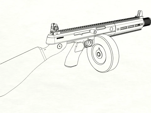 Vanguard SMG Drum Magazine-Stylized Tactical Submachine Weapon 3D Model