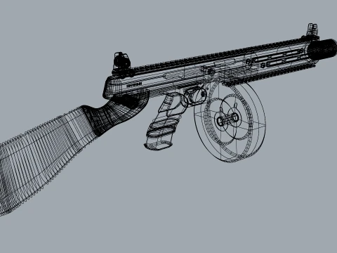 Vanguard SMG Drum Magazine-Stylized Tactical Submachine Weapon 3D Model