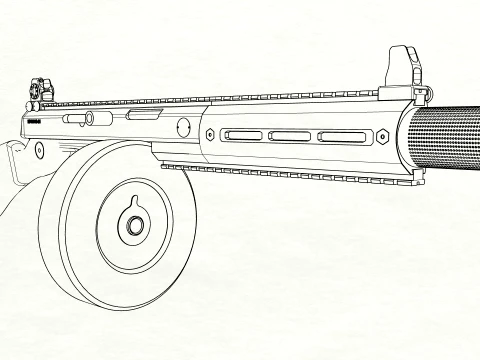 Vanguard SMG Drum Magazine-Stylized Tactical Submachine Weapon 3D Model