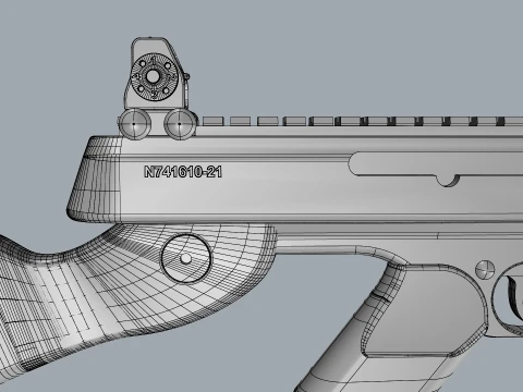 Vanguard SMG Drum Magazine-Stylized Tactical Submachine Weapon 3D Model