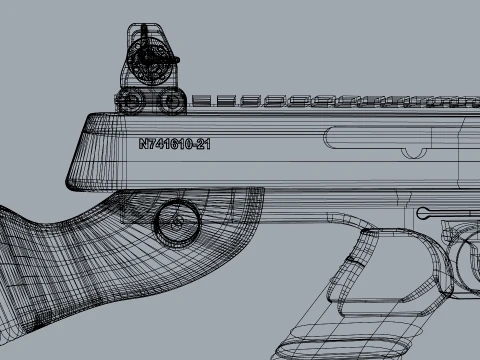 Vanguard SMG Drum Magazine-Stylized Tactical Submachine Weapon 3D Model