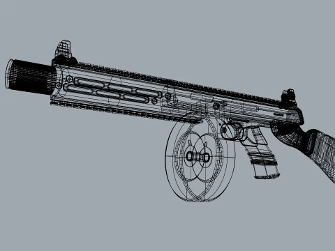 Vanguard SMG Drum Magazine-Stylized Tactical Submachine Weapon 3D Model