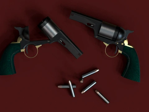 Set di pistole stilizzate a doppio revolver Modello 3D