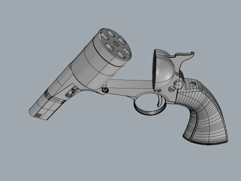Stylized Dual Revolvers Handgun Set 3D Model
