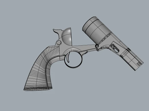 Stylized Dual Revolvers Handgun Set 3D Model