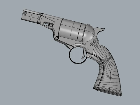 Stylized Dual Revolvers Handgun Set 3D Model