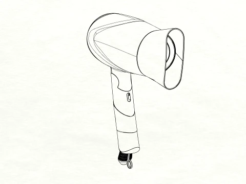 Modern Hair Dryer - Professional Handheld Blow Dryer 3D Mode 3D Model