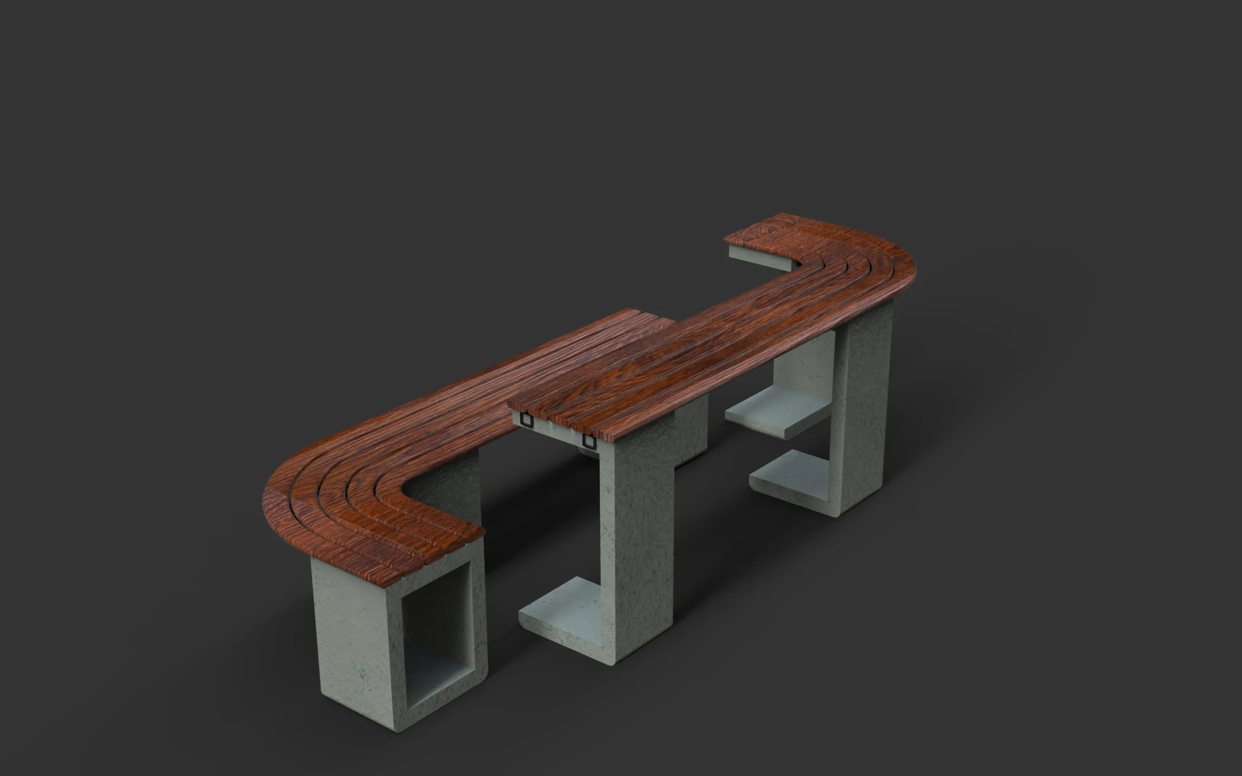 Arc Urban Park Bench Modern Curved Outdoor Bench 3D 3D Model .c4d .max .obj .3ds .fbx .stl .blend