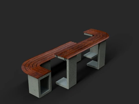 Arc Urban Park Bench Modern Curved Outdoor Bench 3D 3D Model