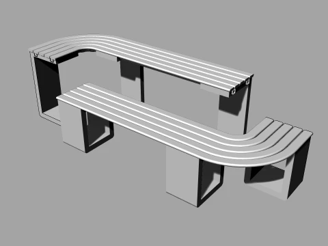 Arc Urban Park Bench Modern Curved Outdoor Bench 3D 3D Model