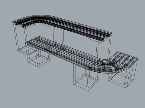 Arc Urban Park Bench Modern Curved Outdoor Bench 3D 3D Model