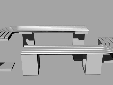 Arc Urban Park Bench Modern Curved Outdoor Bench 3D 3D Model