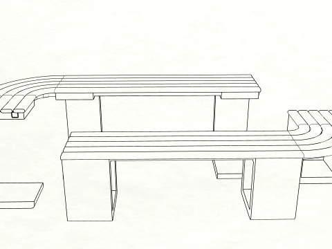 Arc Urban Park Bench Modern Curved Outdoor Bench 3D 3D Model