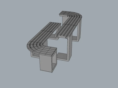 Arc Urban Park Bench Modern Curved Outdoor Bench 3D 3D Model