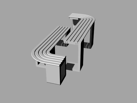 Arc Urban Park Bench Modern Curved Outdoor Bench 3D 3D Model