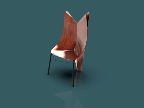 FoldWing チェア モダンな彫刻の木製椅子 3Dモデル