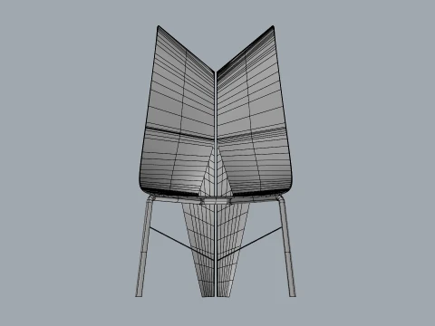 FoldWing Chair Modern Sculptural Wooden Chair 3D Model
