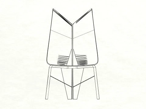 FoldWing Chair Modern Sculptural Wooden Chair 3D Model