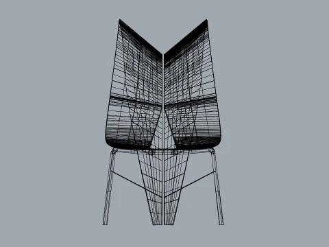 FoldWing Chair Modern Sculptural Wooden Chair 3D Model