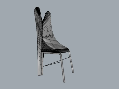 FoldWing Chair Modern Sculptural Wooden Chair 3D Model