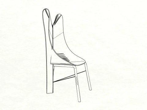 FoldWing Chair Modern Sculptural Wooden Chair 3D Model