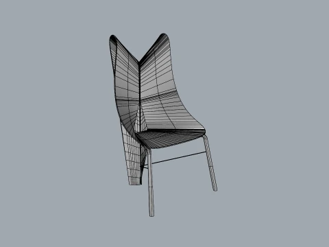 FoldWing Chair Modern Sculptural Wooden Chair 3D Model
