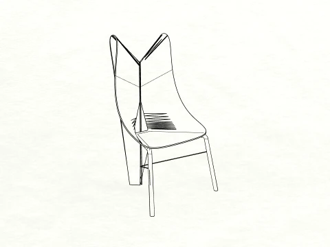FoldWing Chair Modern Sculptural Wooden Chair 3D Model