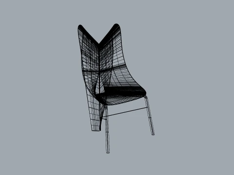 FoldWing Chair Modern Sculptural Wooden Chair 3D Model