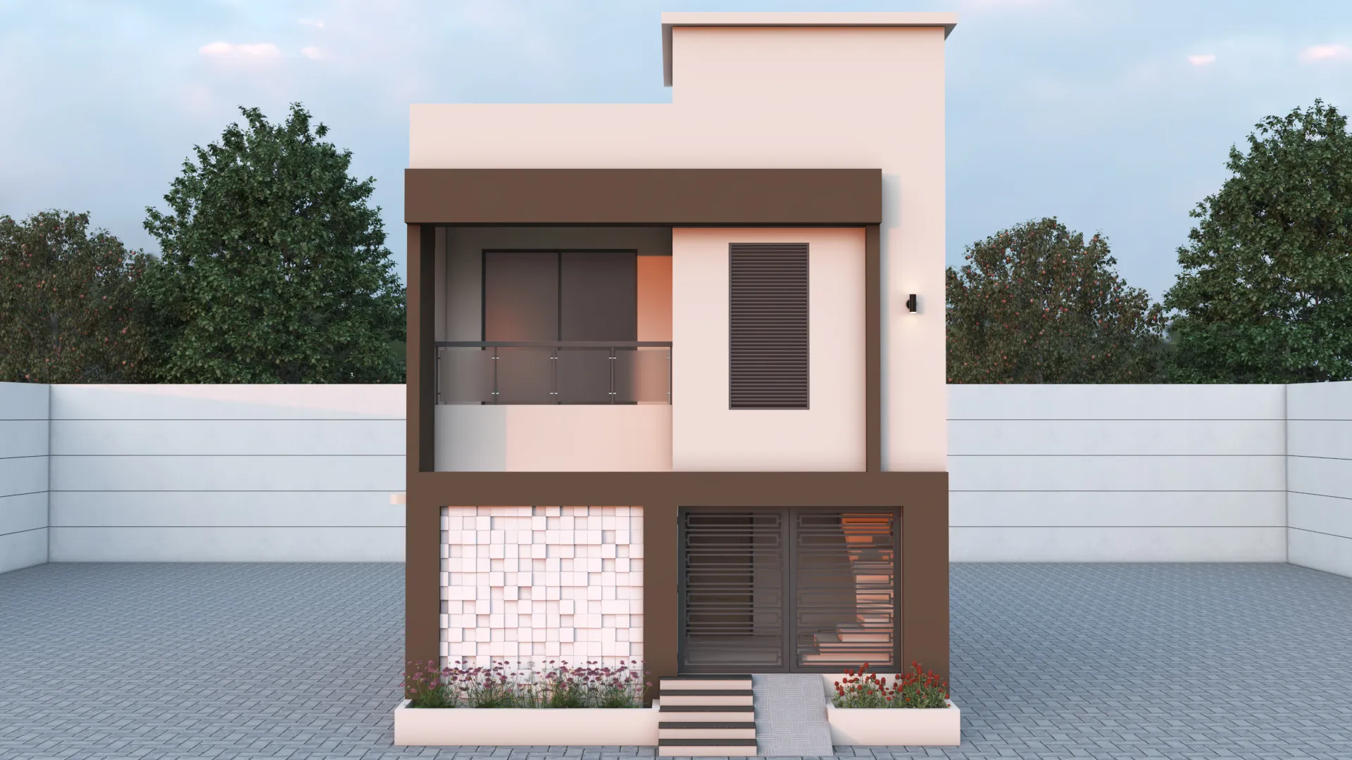 80 Sqyd Modern Double Story Villa Exterior 3D Model .c4d .max .obj .3ds .fbx .stl .blend 