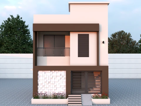 80 Sqyd Modern Double Story Villa Exterior 3D Model