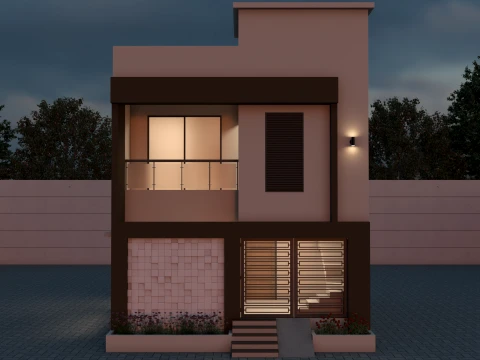 80 Sqyd Modern Double Story Villa Exterior 3D Model