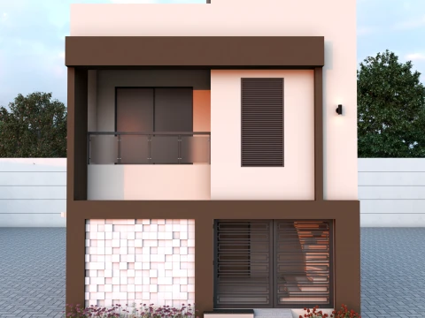 80 Sqyd Modern Double Story Villa Exterior 3D Model