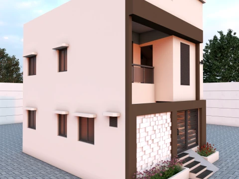 80 Sqyd Modern Double Story Villa Exterior 3D Model